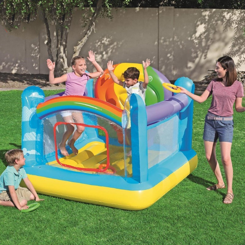Bestway52269 Thickened home rainbow trampoline, trampoline, inflatable indoor castle, square trampoline pool