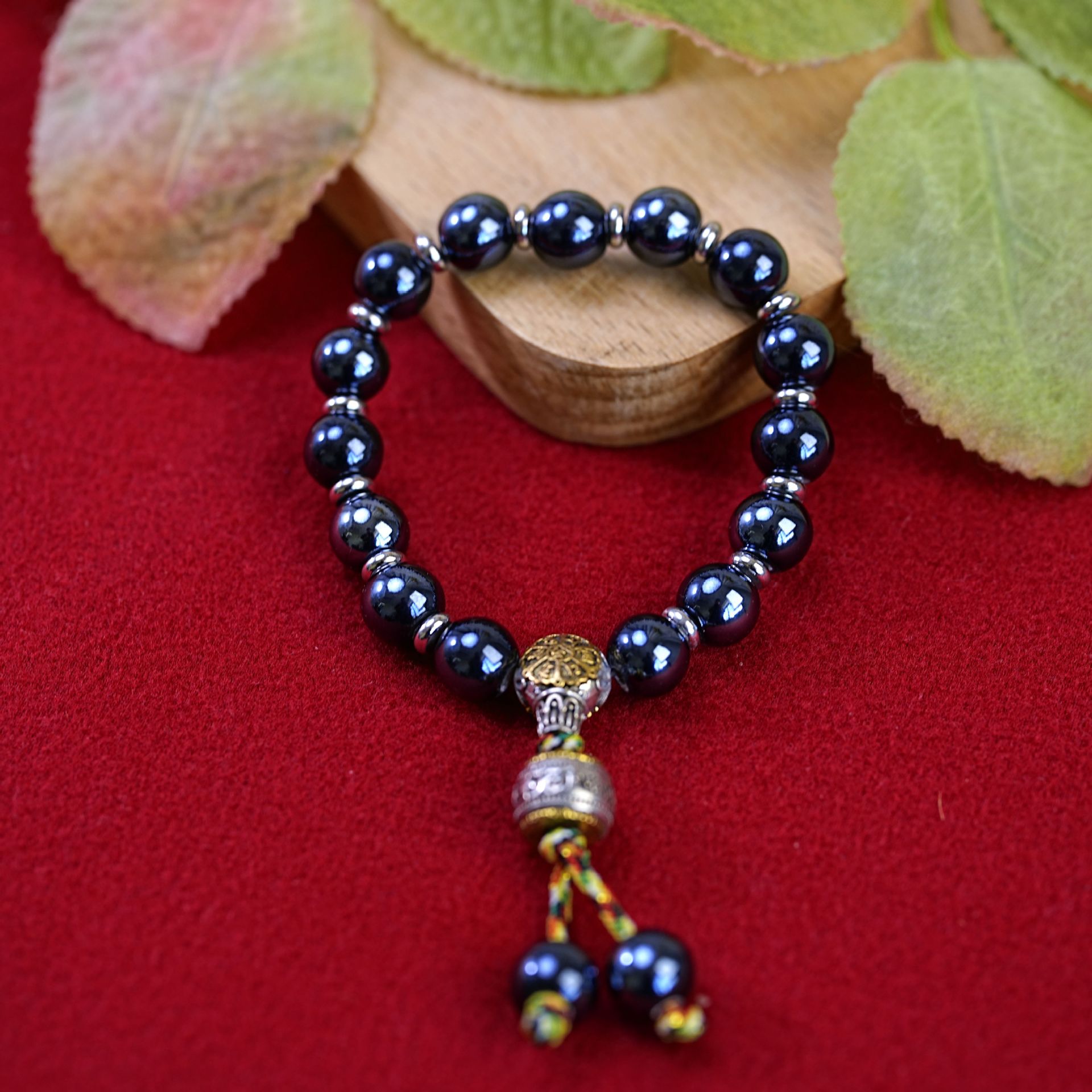 雍和香灰瓷琉璃手串文玩女复古纯银经文吊坠陶瓷手链串珠饰品配饰