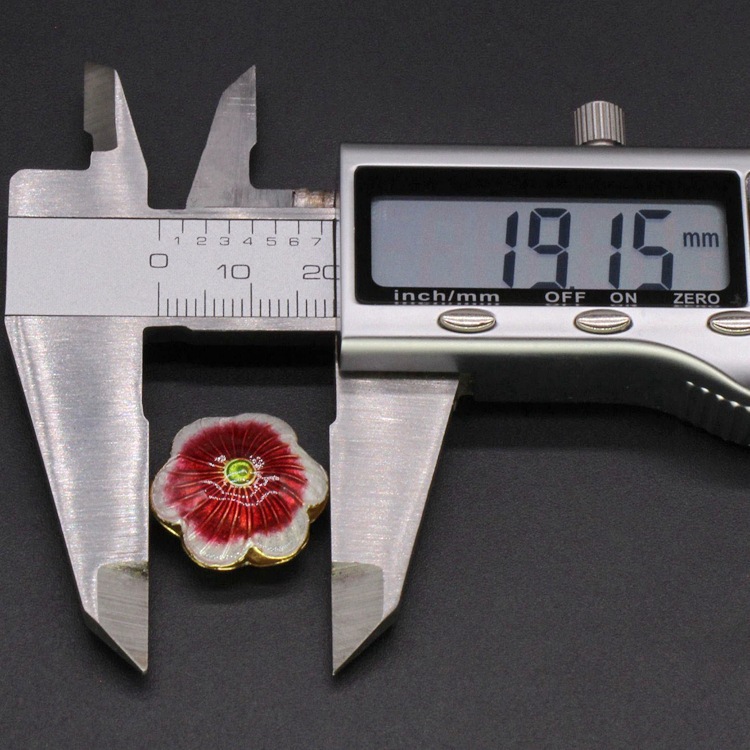 Traditional high-temperature enamel mechanism silver-blue ancient-style jewelry accessory, back cloud partition bead cloisonne 19mm large six-petal flower Specification image