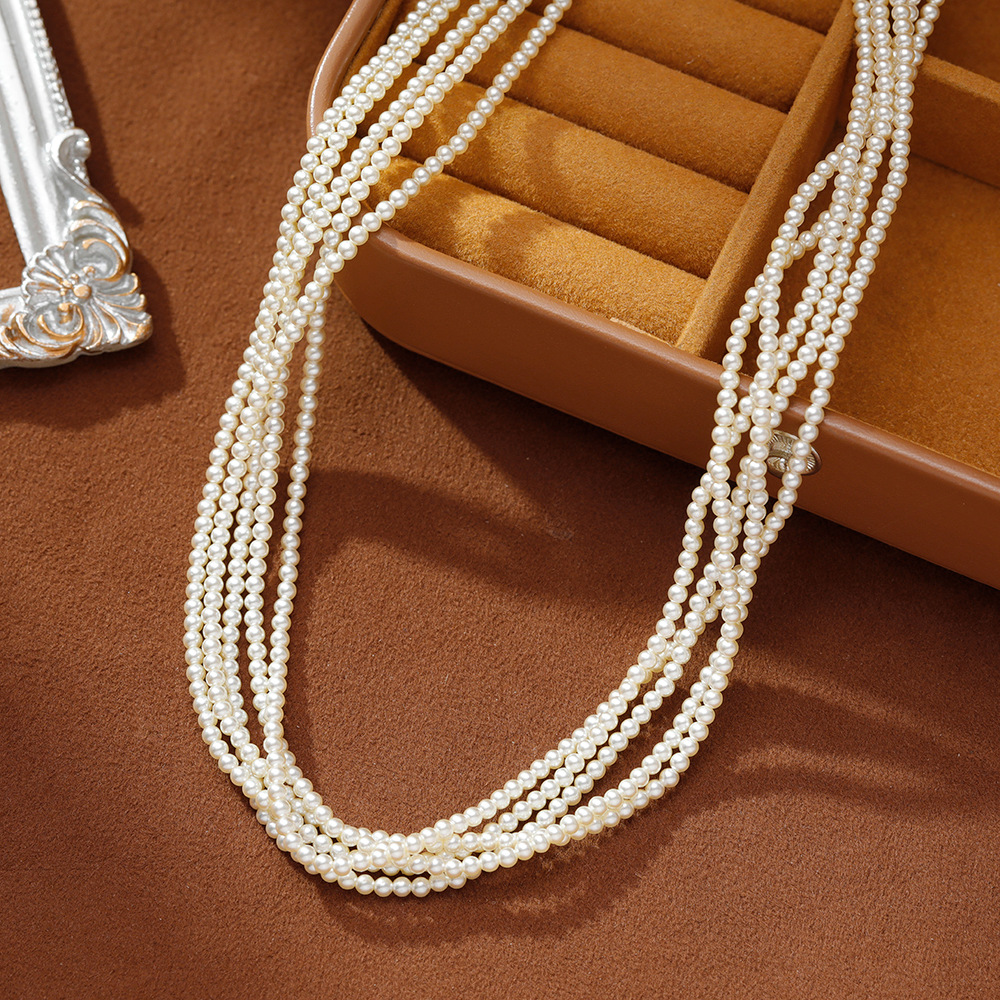 Hyacinth "Paris Dream Play" vintage Classic Hepburn style High-end multi-layer pearl necklace/collarbone chain for women