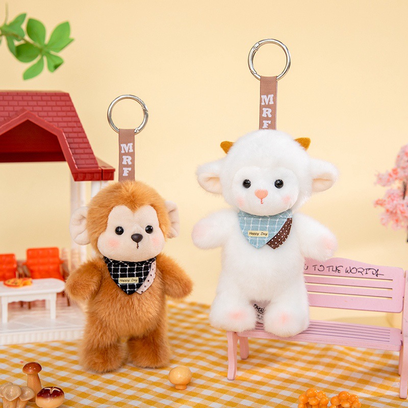 Cute little lamb cream puffs, plush animal pendants, rabbit dolls, keychains, cartoon doll bags, decorative gifts Application Scenario