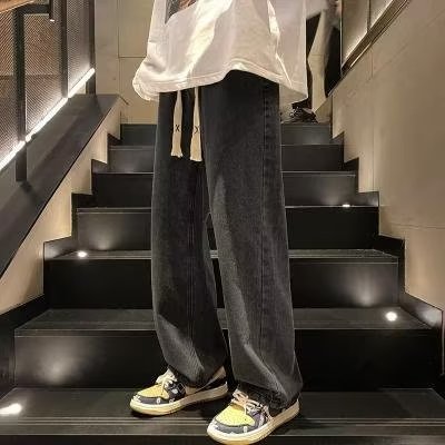 Vintage jeans for men, spring and autumn, straight-leg loose, trendy brand, wide-leg American high street, versatile, casual long pants, summer details Picture
