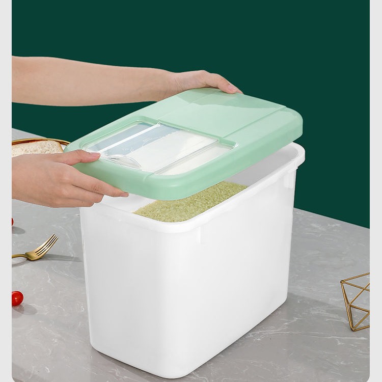 Food-grade 20-jin rice box, plastic sealed rice bucket, household kitchen moisture-proof and insect-proof storage box for coarse grains Application Scenario