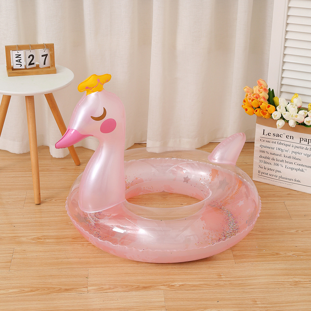 Cross-border new Crown Swan swimming ring, Instagram pink swan children's thickened seat ring, armpit swimming ring wholesale details Picture