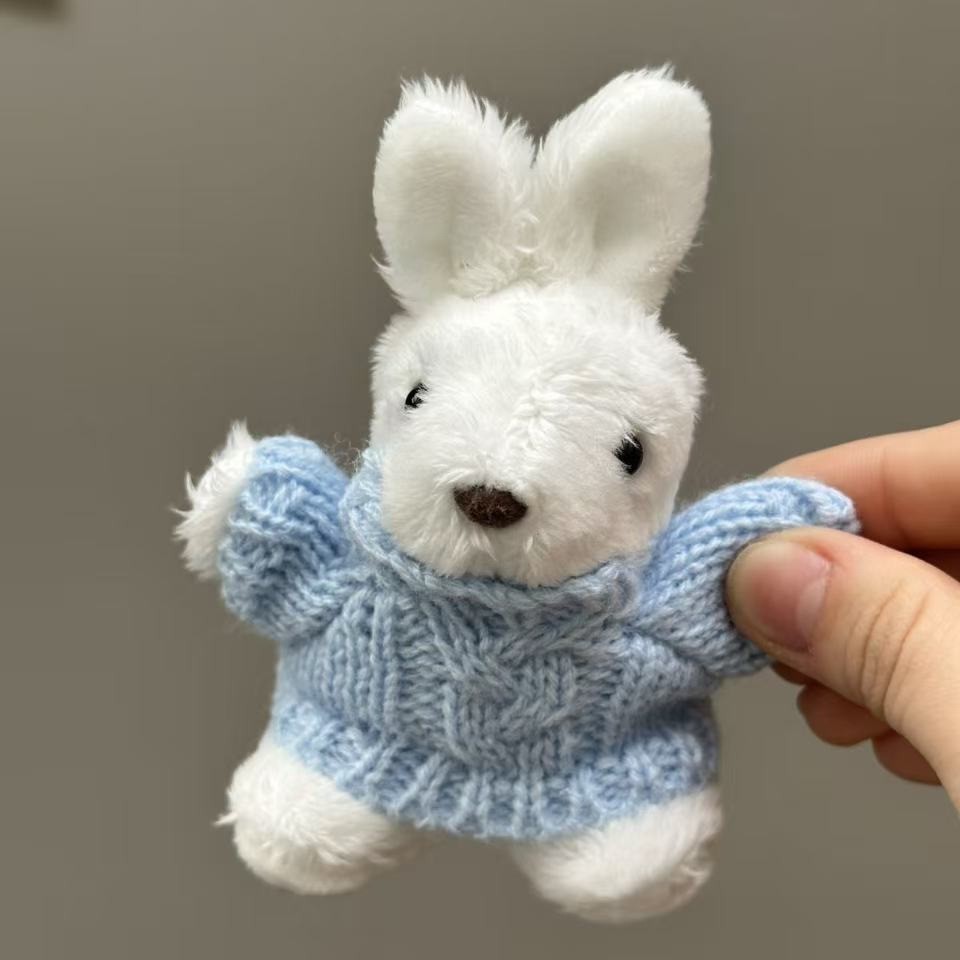 Creative dolls wearing sweaters, little rabbits, plush dolls, pendants, cute rabbit dolls, keychains, toy bags, pendants Specification image