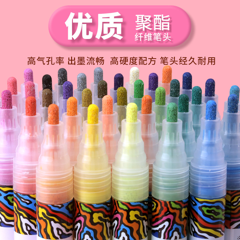 锐牌特价金属马克笔防水按压式丙烯马克笔学生DIY绘画涂鸦笔处理产品图