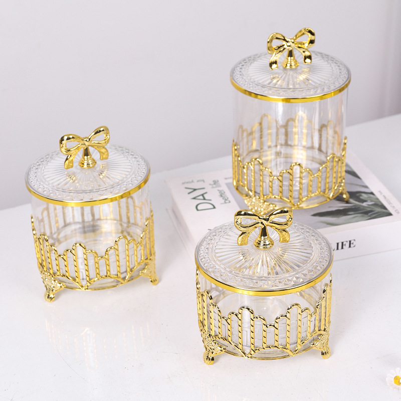 跨境金色电镀糖果罐 客厅干果罐装饰摆件 电镀糖果罐