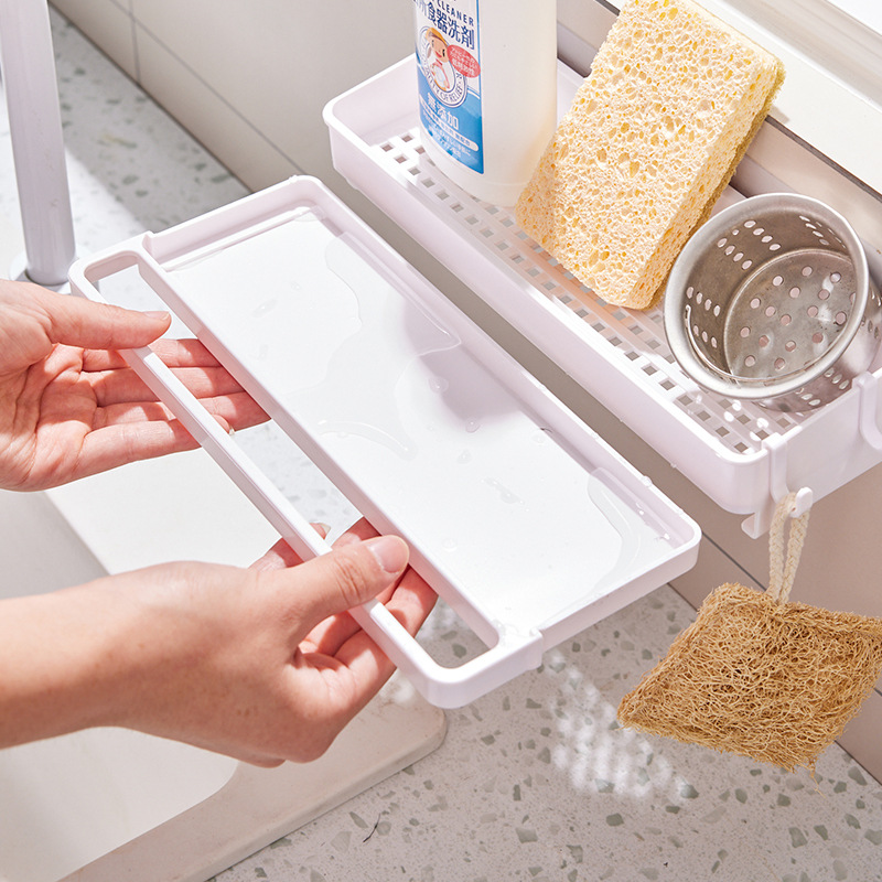 定制置物架厨房抹布沥水架洗碗池洗洁精钢丝球多功能收纳架沥水盘