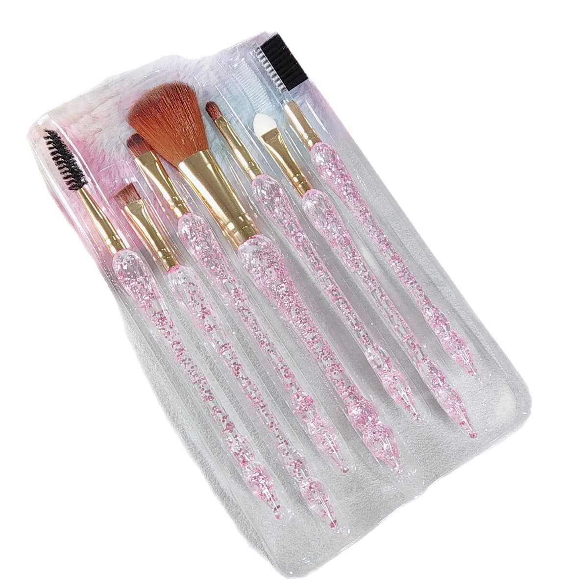 化妆刷/梳子镜子/小号化妆刷/美妆刷套装/眼影刷收纳桶白底实物图