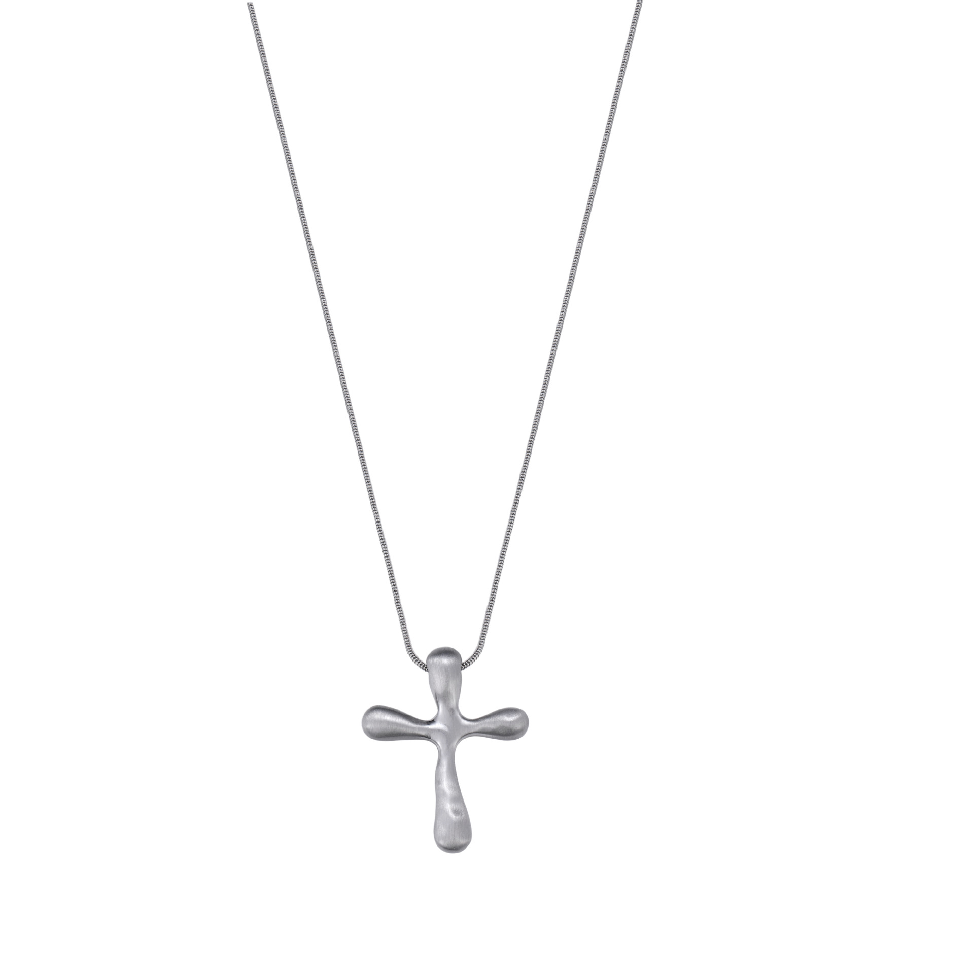 Liquid metal texture cross necklace for women, original design sense, fashionable and versatile, minimalist and cold style collarbone chain Item Picture
