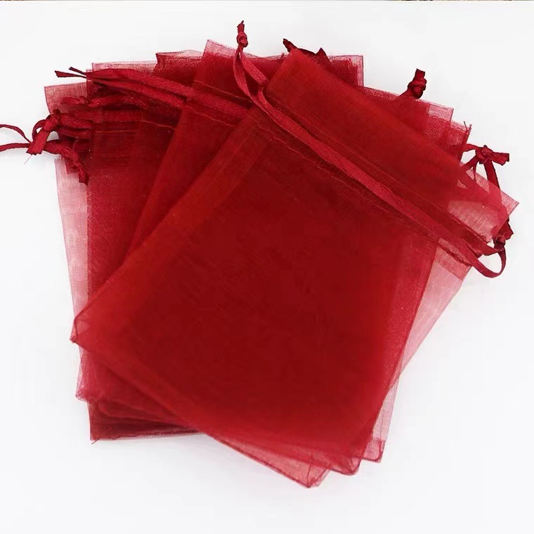 Wedding red wedding candy gauze bags, return gift drawstring bags, wedding egg ornaments and jewelry packaging, Ougen net gauze bags wholesale