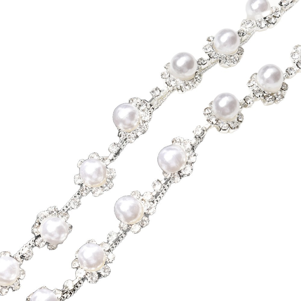 项链/珍珠/天然石项链/珍珠链条女款拼接气质/珍珠项链白底实物图