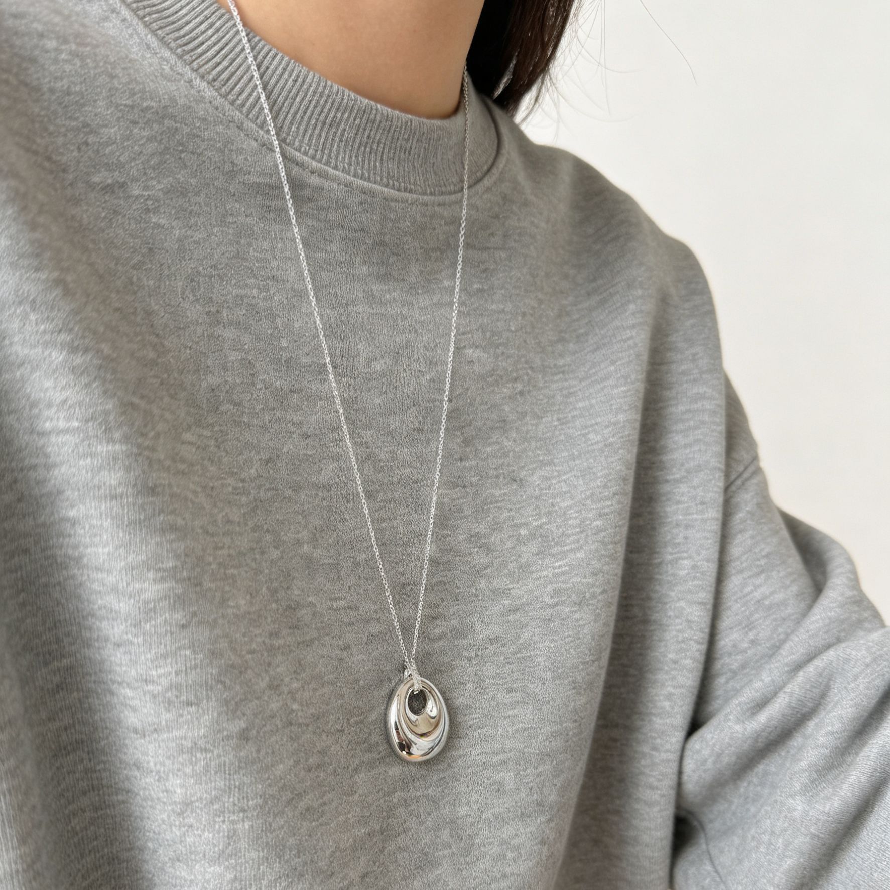 项链/银饰/珍珠/天然石项链/珍珠项链白底实物图