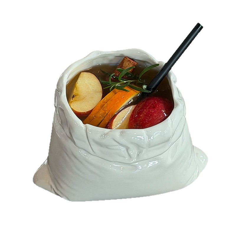 Cross-border Chinese-style irregular ceramic coffee cups, exquisite cloth bag cups, Thai mugs, commercial hand-molded cups, custom-made Item Picture