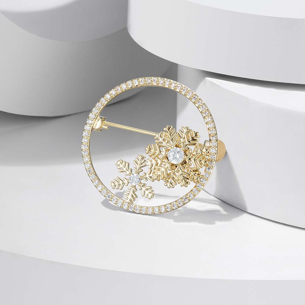 高端大气旋转雪花胸针小众轻奢高级感圆形胸花女礼物西装开衫别针