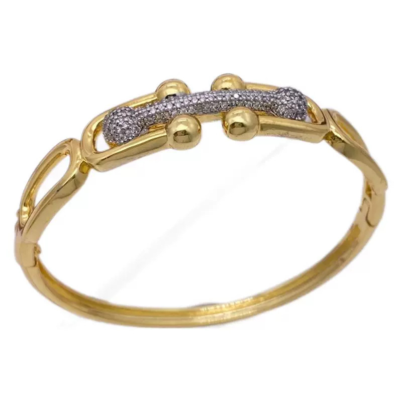 Cross-border best-selling fashionable European and American bracelets: Zircon small ball horseshoof bracelet, European and American ins style gold-plated personalized bracelet Item Picture