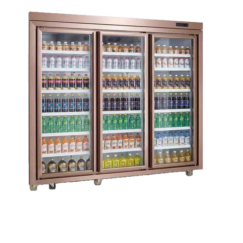 Wholesale of commercial vertical refrigerated display cabinets, supermarket and convenience store beverage and beer three-door fresh-keeping cabinets, and large-capacity cold cabinets Item Picture