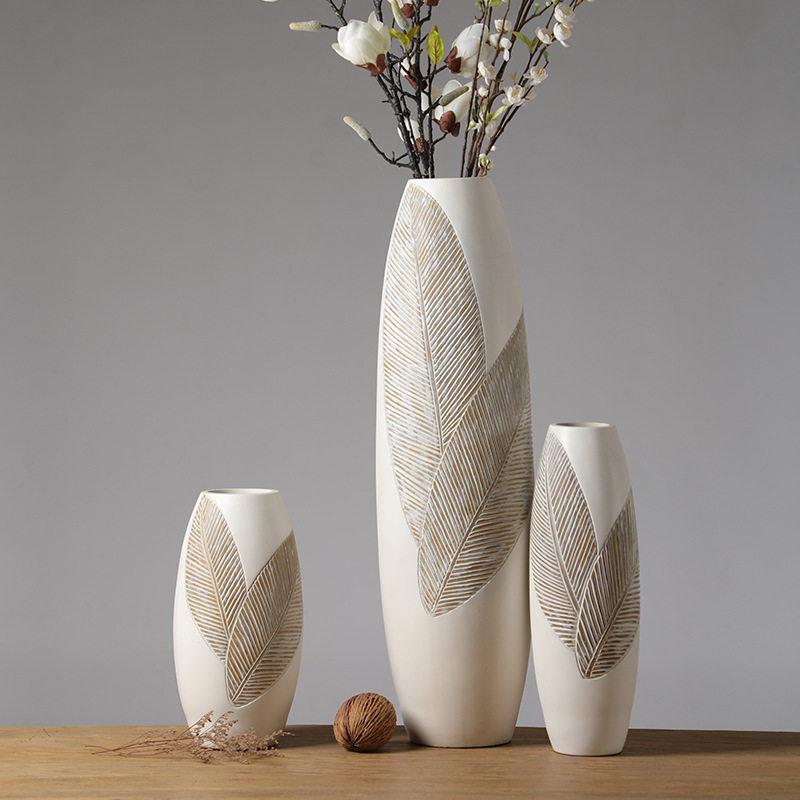 2026新款中式复古树脂落地大花瓶摆件轻奢高档现代客厅插花电视柜旁装饰品