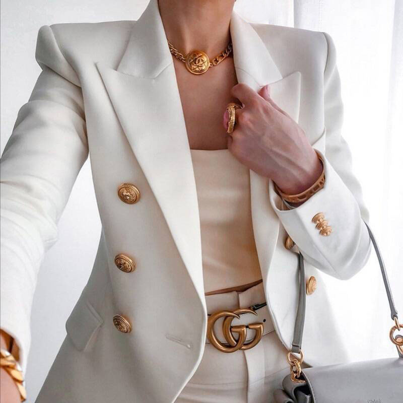 "2025 Cross-border Bestseller Women's Clothing AliExpress Amazon Spring/Autumn New solid-color fashionable casual suit jacket for women. details Picture