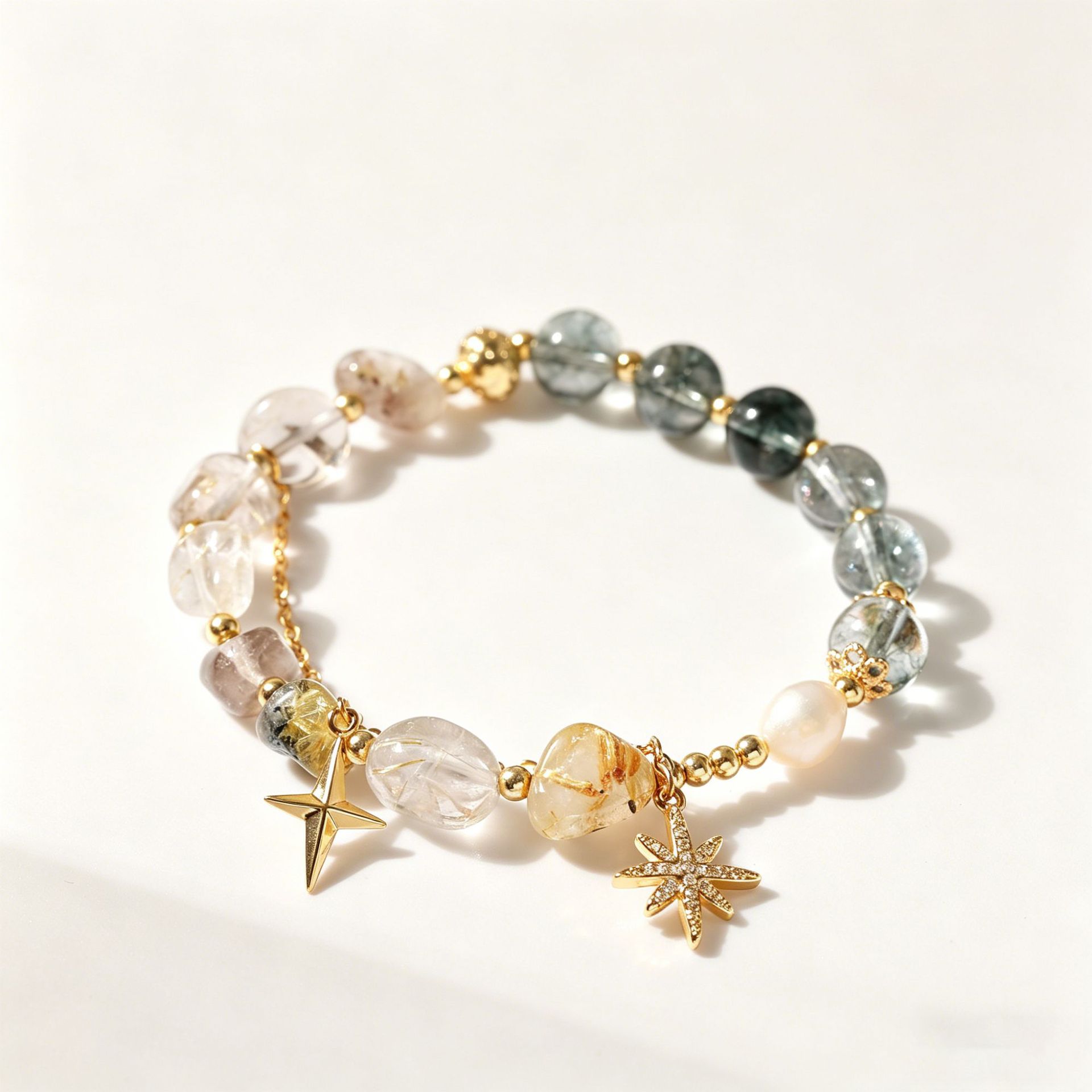 Natural white crystal original design Green Ghost bracelet Hexagram Green Ghost bracelet wholesale on Xiaohongshu and Douyin Application Scenario