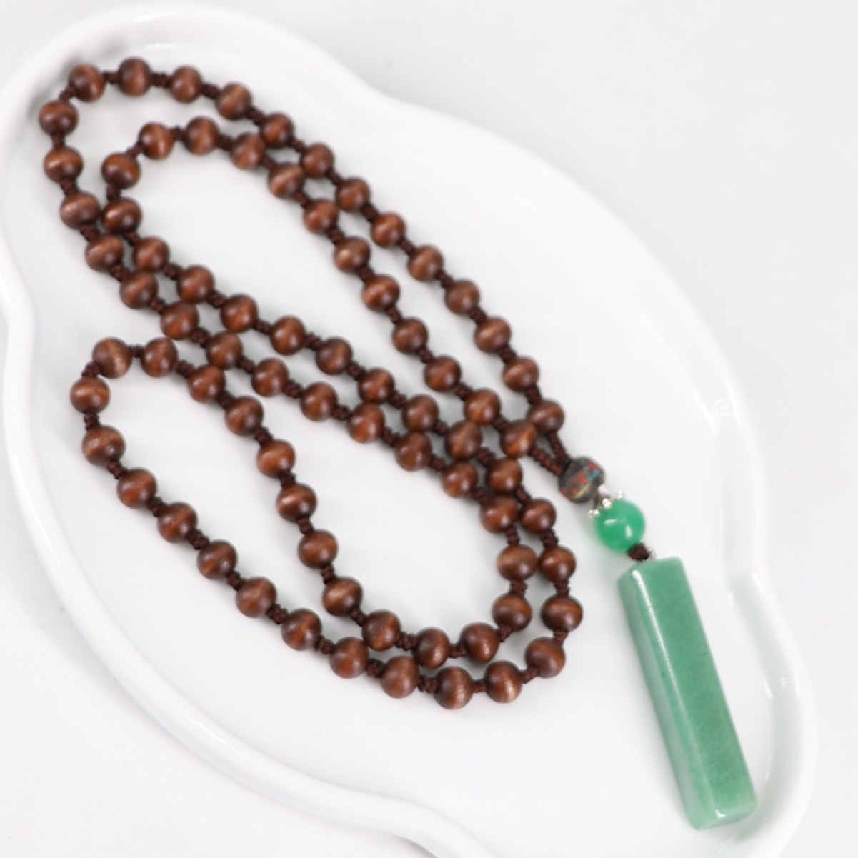 Sweater chain, long pendant necklace, ethnic style, retro Dongling jade agate pendant, Buddhist prayer bead pendant, jewelry necklace for women Item Picture