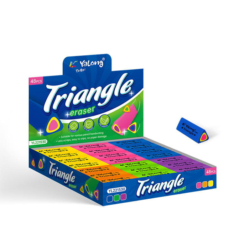 Yalong Cross-border high-quality TPR material erasers, 6-color mixed office and school erasers, stationery and school supplies