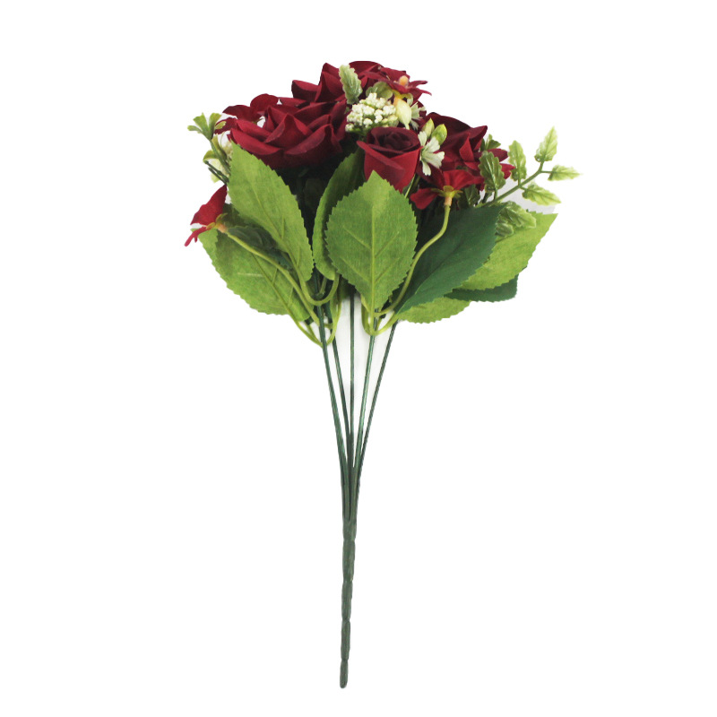 仿真花DIY发饰配件/仿真花/5朵塑膠花/假花/假花批发白底实物图