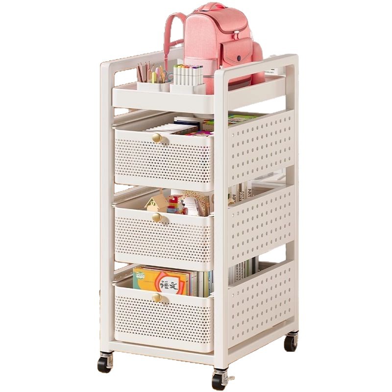 Carbon steel schoolbag storage rack, movable trolley, book storage rack, multi-layer schoolbag storage under the table, with wheels for storage Item Picture