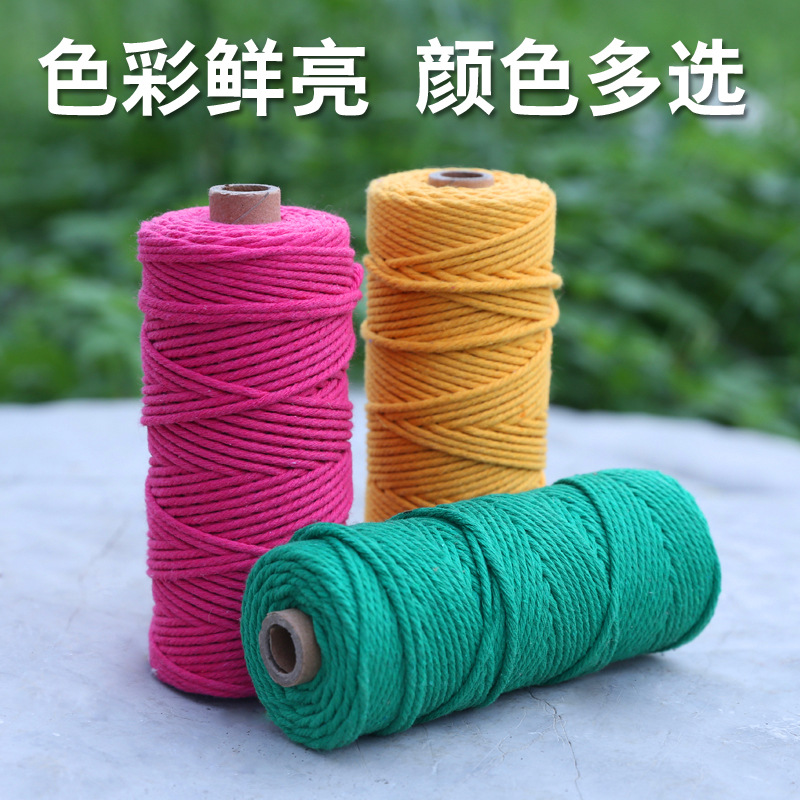 3mm colored cotton rope, cotton thread binding, binding rope, hand-woven rope, DIY decorative tapestry woven rope details Picture