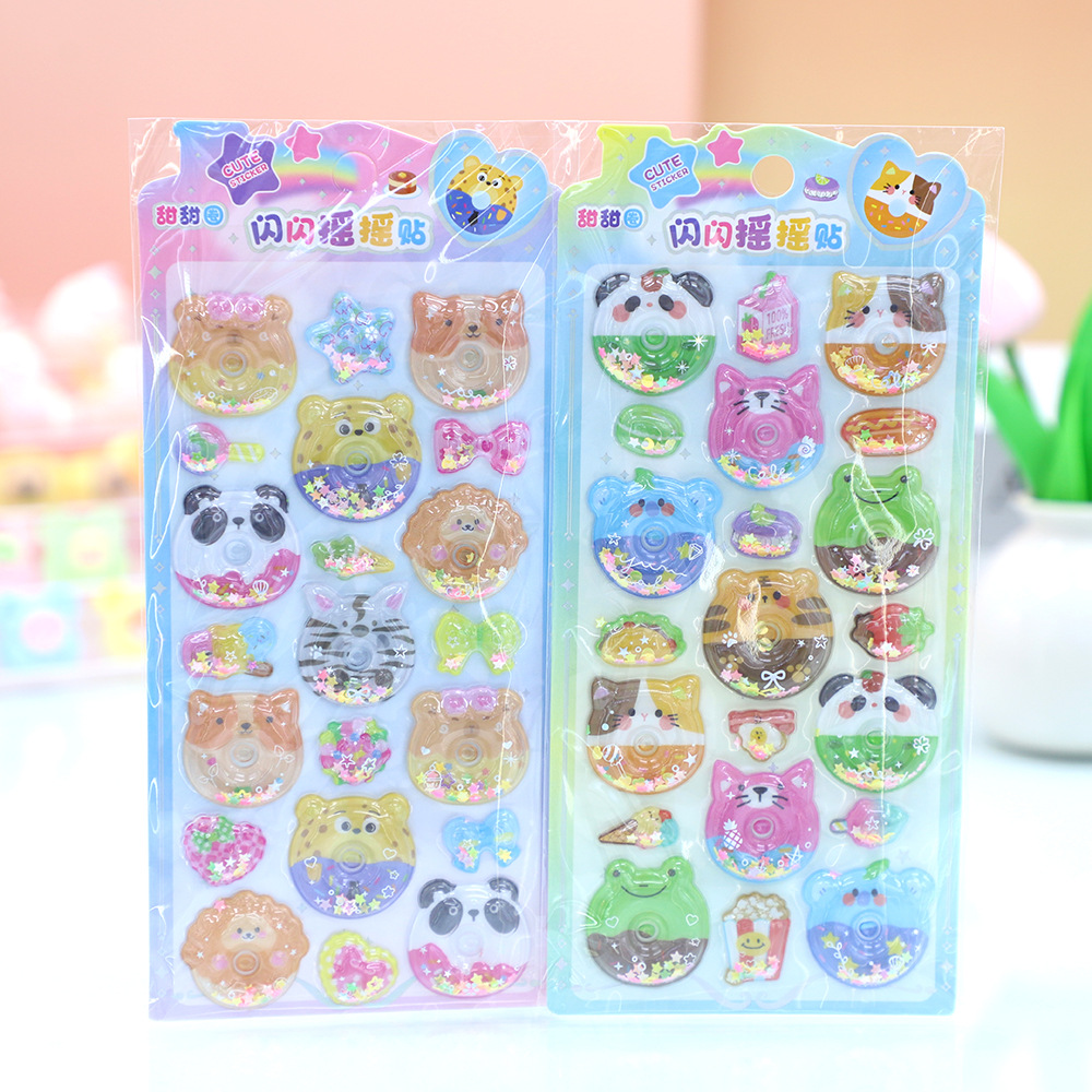 Sparkling Doughnut Shake Fun Stickers 3D Relief Fun Stickers Children's DIY Handmade Decorative Stickers Manufacturer wholesale Application Scenario