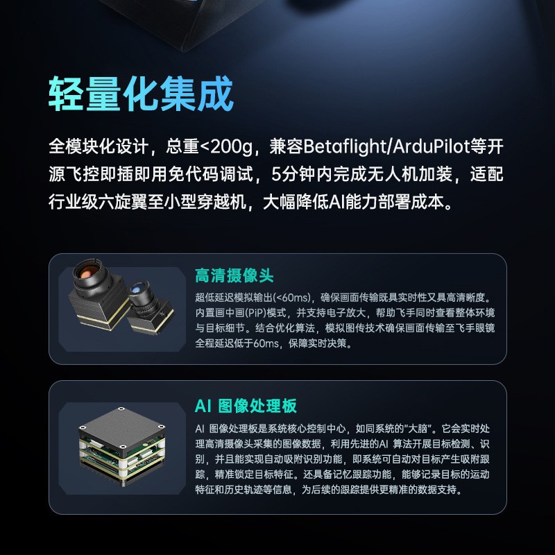 AI制导目标识别单目热成像秒锁FPV无人机抗干扰模组产品图