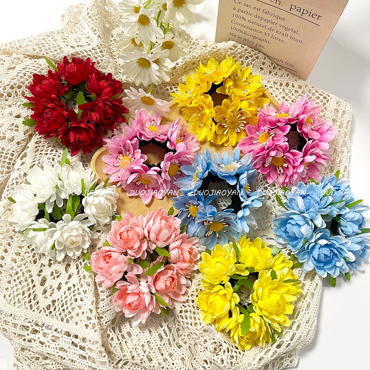 New large-sized faux rose hair bands from Europe and America, seaside vacation style photo headwear, and colorful bride flower accessories Item Picture