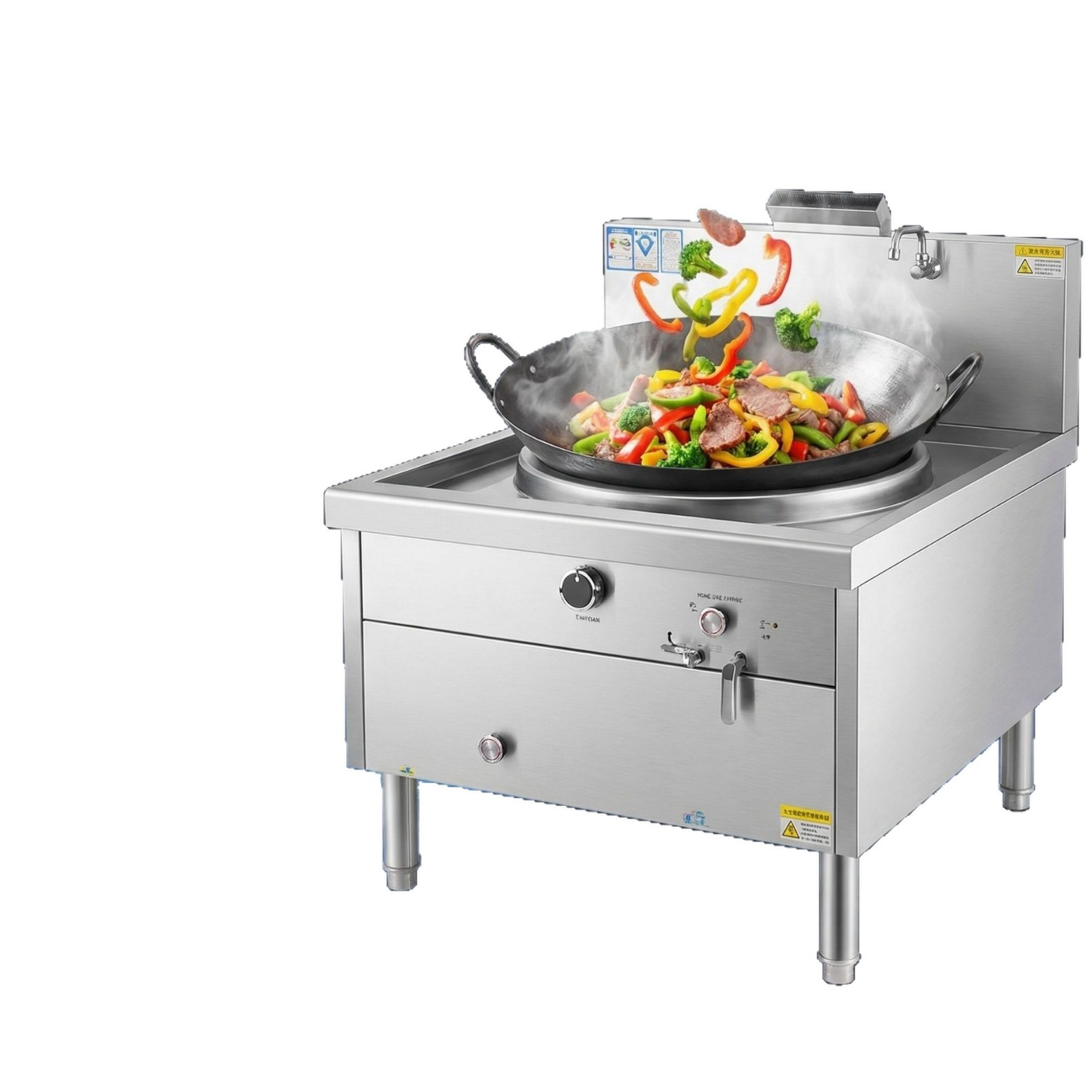 商用燃气60厘米猛火灶大锅灶饭店食堂酒店灶具燃气灶餐饮厨房设备白底实物图