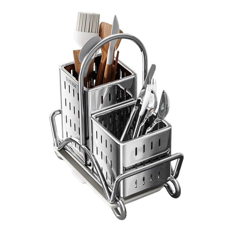 304 stainless steel chopstick holder, household chopstick storage box, chopstick cage, wall-mounted kitchen knife rack, spoon storage rack Item Picture