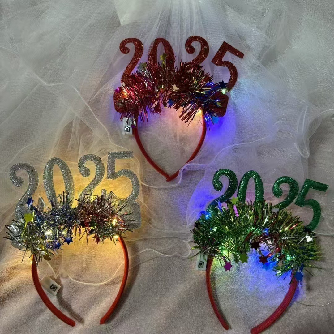 2025 Hair band Headband Christmas and New Year Digital headband Shining 2025 Luminous hair band Headband decoration Children's toy details Picture