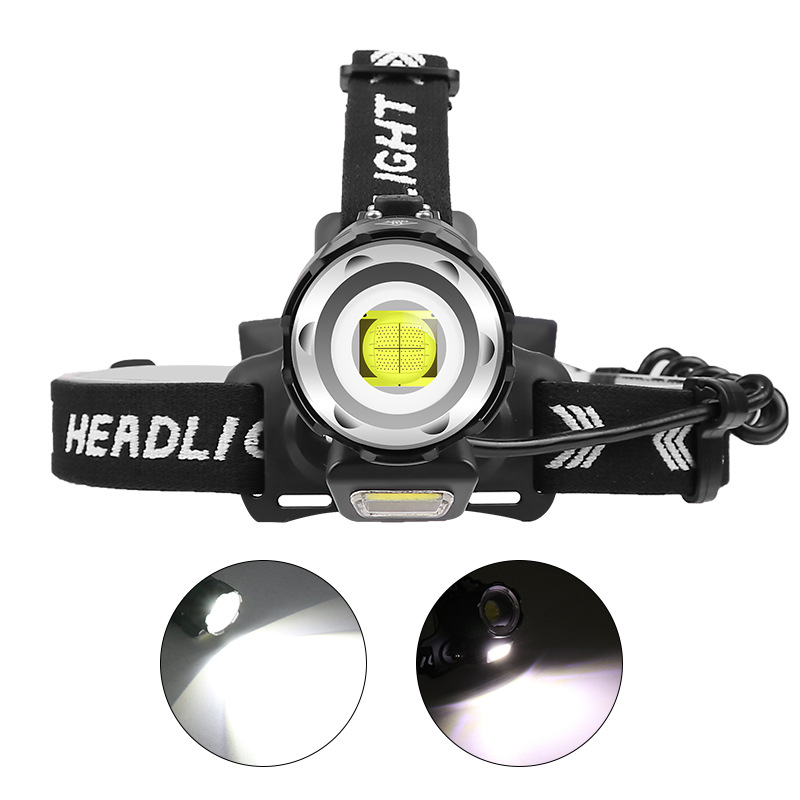 Cross-border nuevo XHP90 luz ligera fuerte XHP90+COB oblicuo 45° al aire libre pesca faro USB luz ligera fuerte details Picture