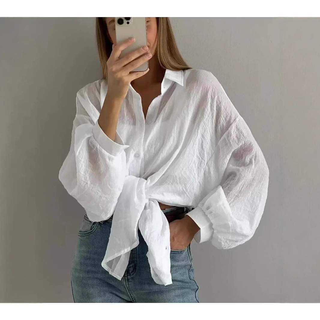This year, Amazon temu's new cross-border shirts, casual and fashionable solid-color women's clothing, are selling well in Europe and America Specification drawing