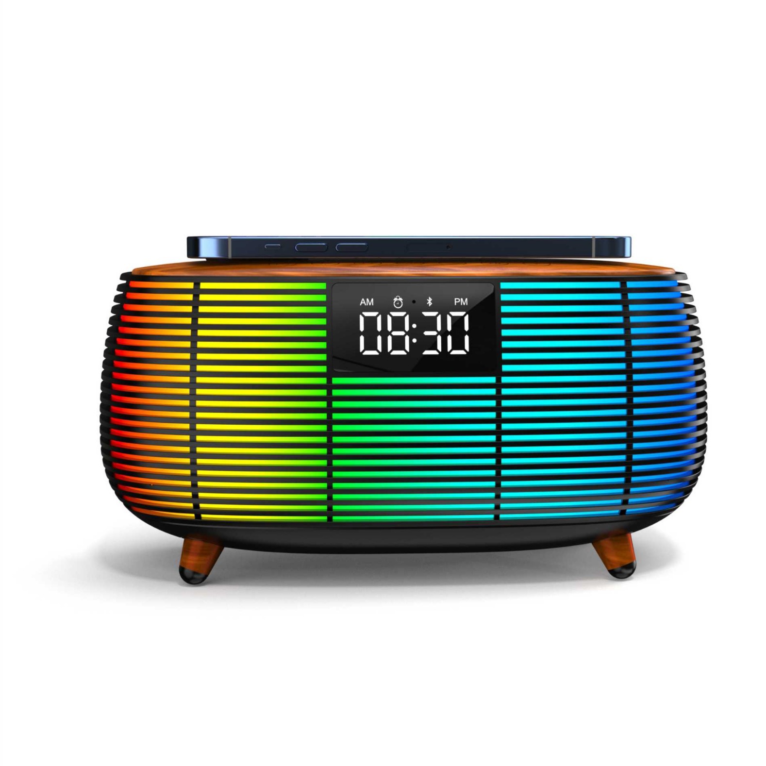 厂家跨境新款蓝牙音箱音响手机无线充电炫彩灯光                                      白底实物图