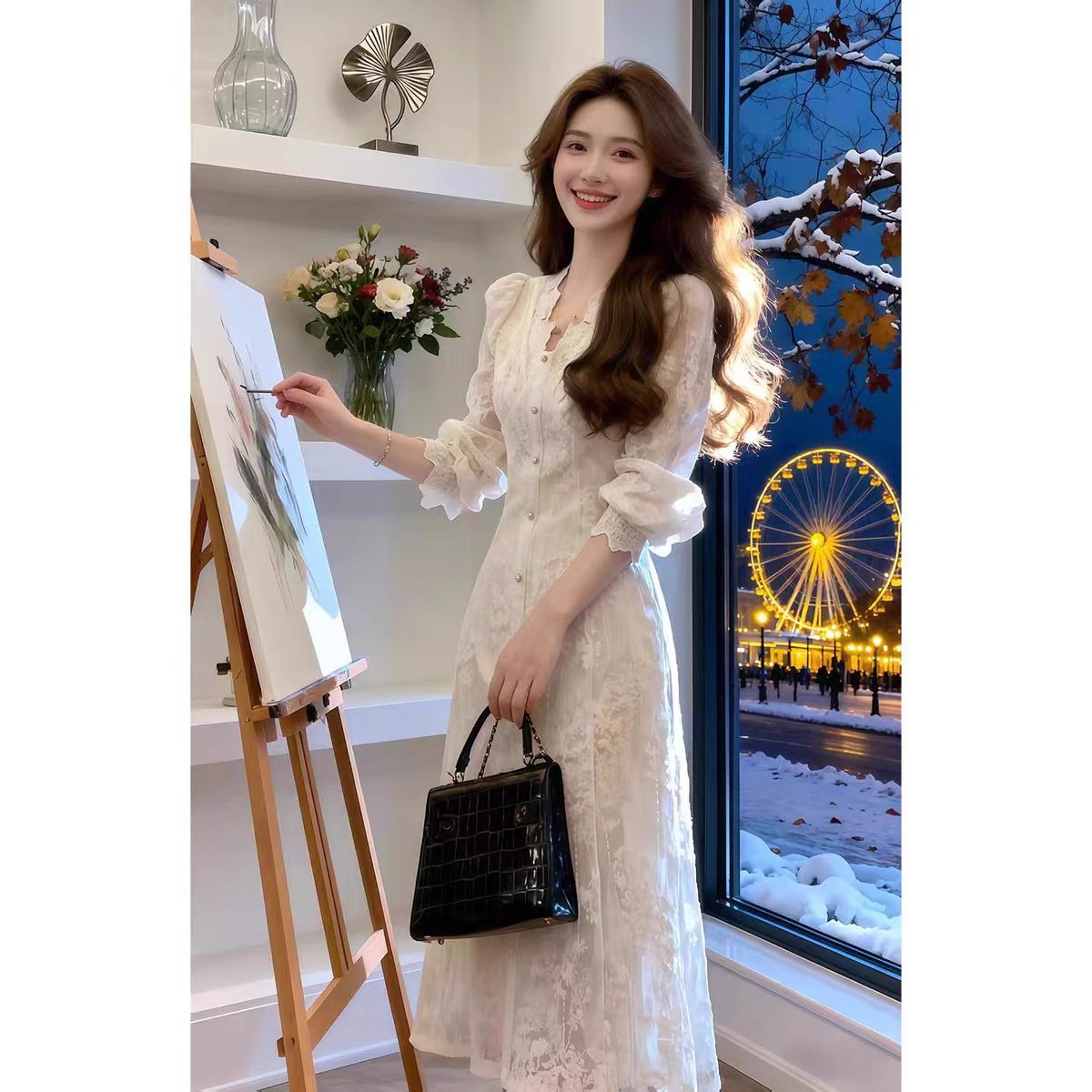 碎花裙/洛森国际/包臀裙/加绒连衣裙/Dress产品图