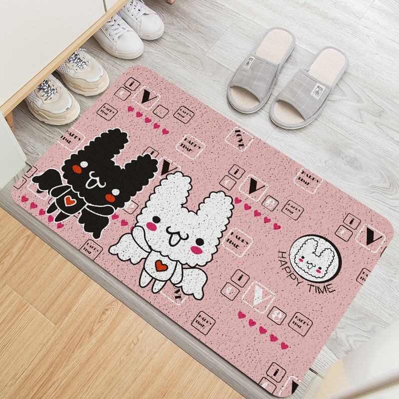 Fresh and clean cartoon high-elasticity bathroom floor MATS, entrance door MATS, wear-resistant, scratch-resistant and anti-slip silk ring floor MATS Specification image