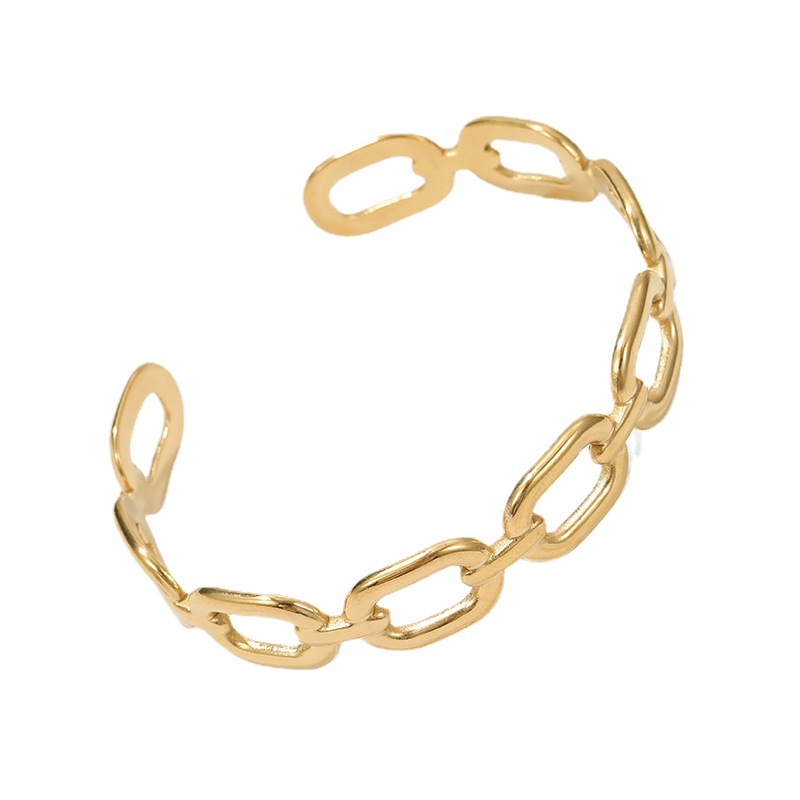 European and American cross-border titanium steel bracelet for women, simple stainless steel open bracelet, cold and unique style, niche and non-fading bracelet Item Picture