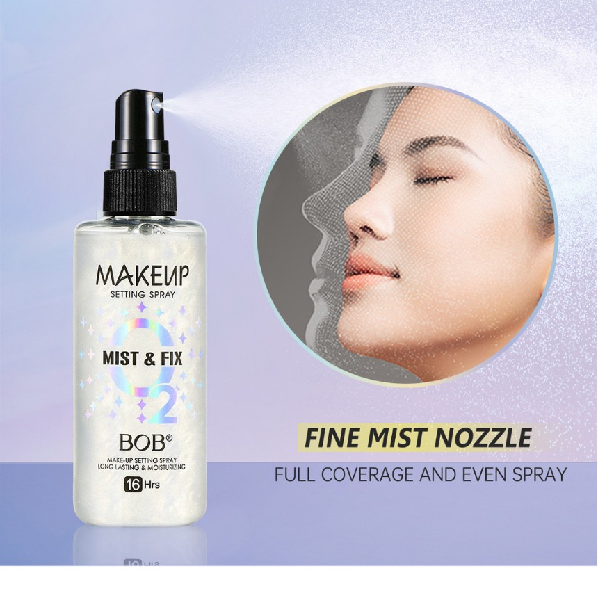 Cross-border bob Setting Spray is long-lasting, does not smudge, is waterproof, sweat-proof, hydrating, moisturizing, oil-controlling, and does not tighten. It is a setting water Application Scenario