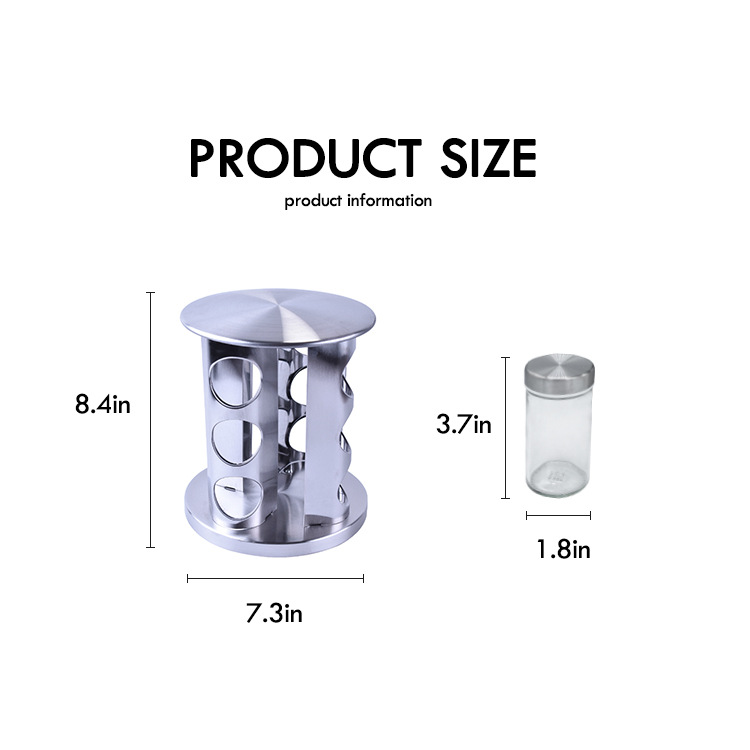 Factory direct sales, Amazon best-selling stainless steel 12-jar glass seasoning bottle set, pepper jar, salt jar, spice jar Item Picture