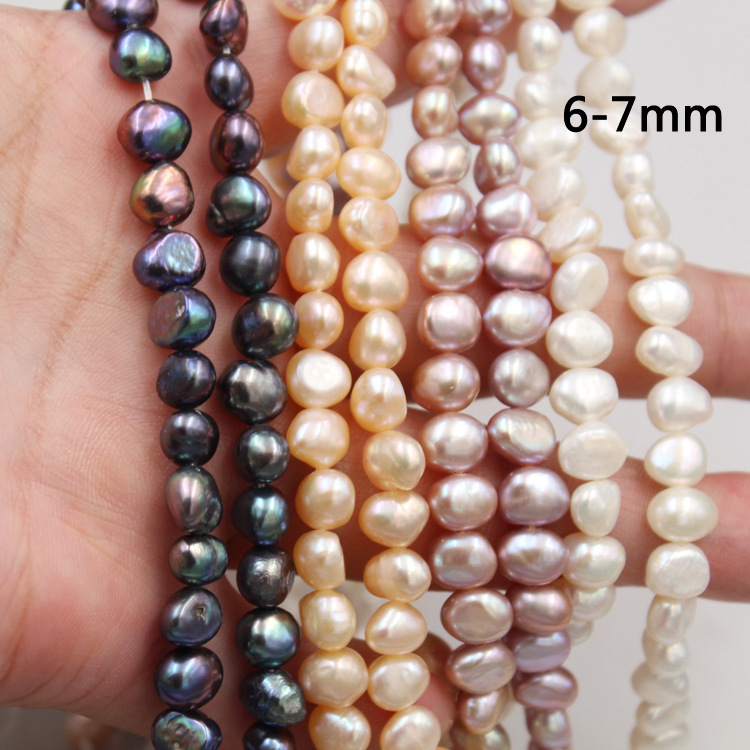 Baroque pearls 4-9mm natural freshwater two-sided glossy pearls, colorful loose beads, diy jewelry, necklace accessories wholesale details Picture