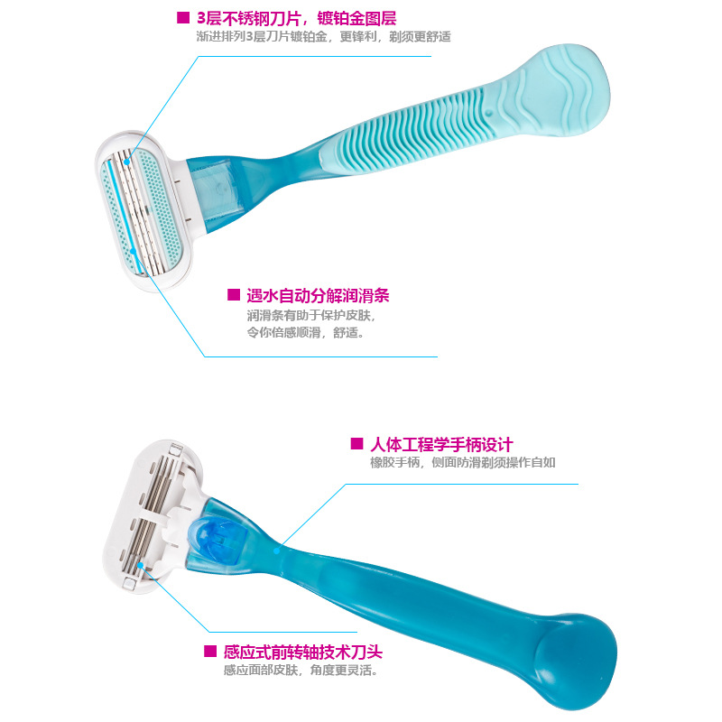 Cross-border manual shaving knife Pearl Max Women's shaving knife Three-layer blade lubricated full-body hair removal razor Application Scenario