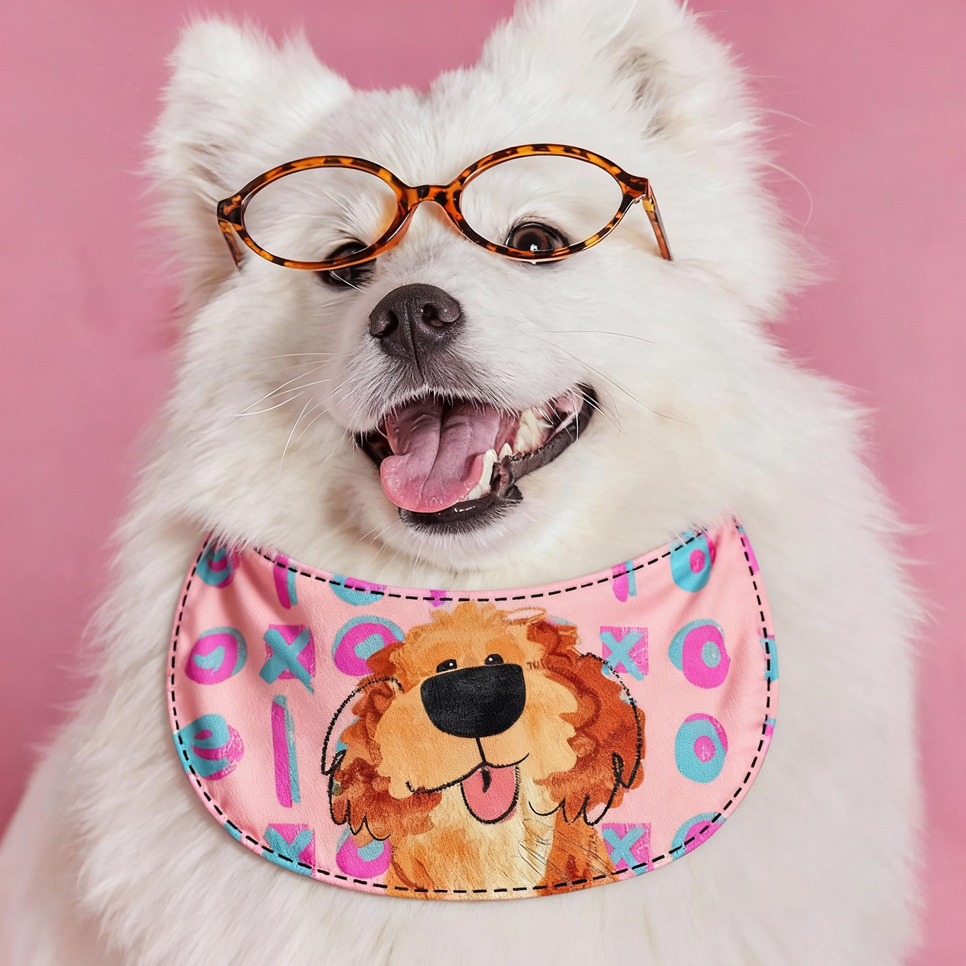 New popular cartoon round pouches for small, medium and large pet dogs, golden Retrievers, Labradors and multi-sided Collie bibs Specification image