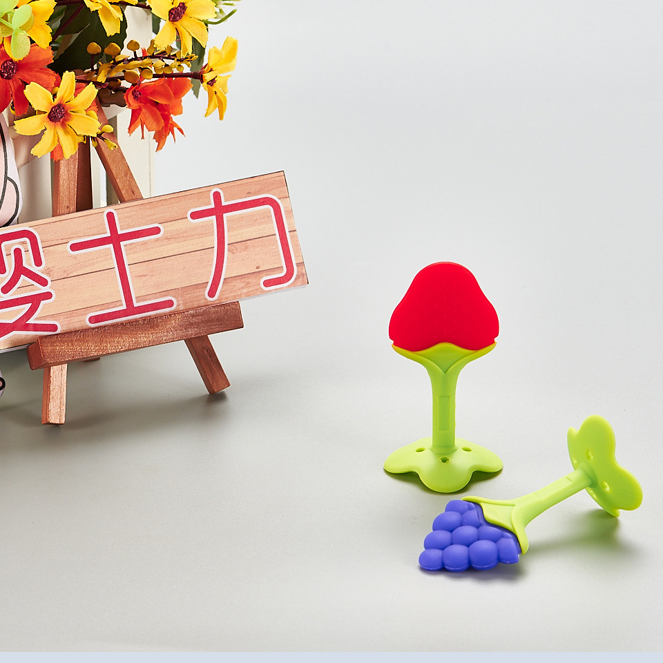 New cross-border teething rings, safe baby teething rings, baby teething sticks, fruit teething rings, strawberry, orange, grape fruit teething rings, odorless Specification image
