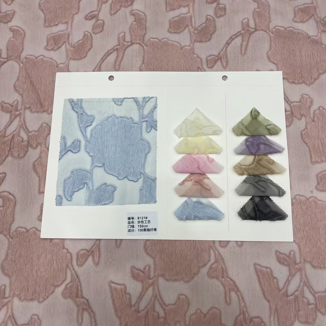 The manufacturer's best-selling new color stir-frying process fashion fabric is 100% polyester fiber shirt dress fashion fabric details Picture