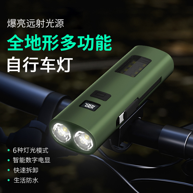 New cross-border LED bicycle light, outdoor night fishing, cycling with warning, multi-functional COB strong bald light Item Picture
