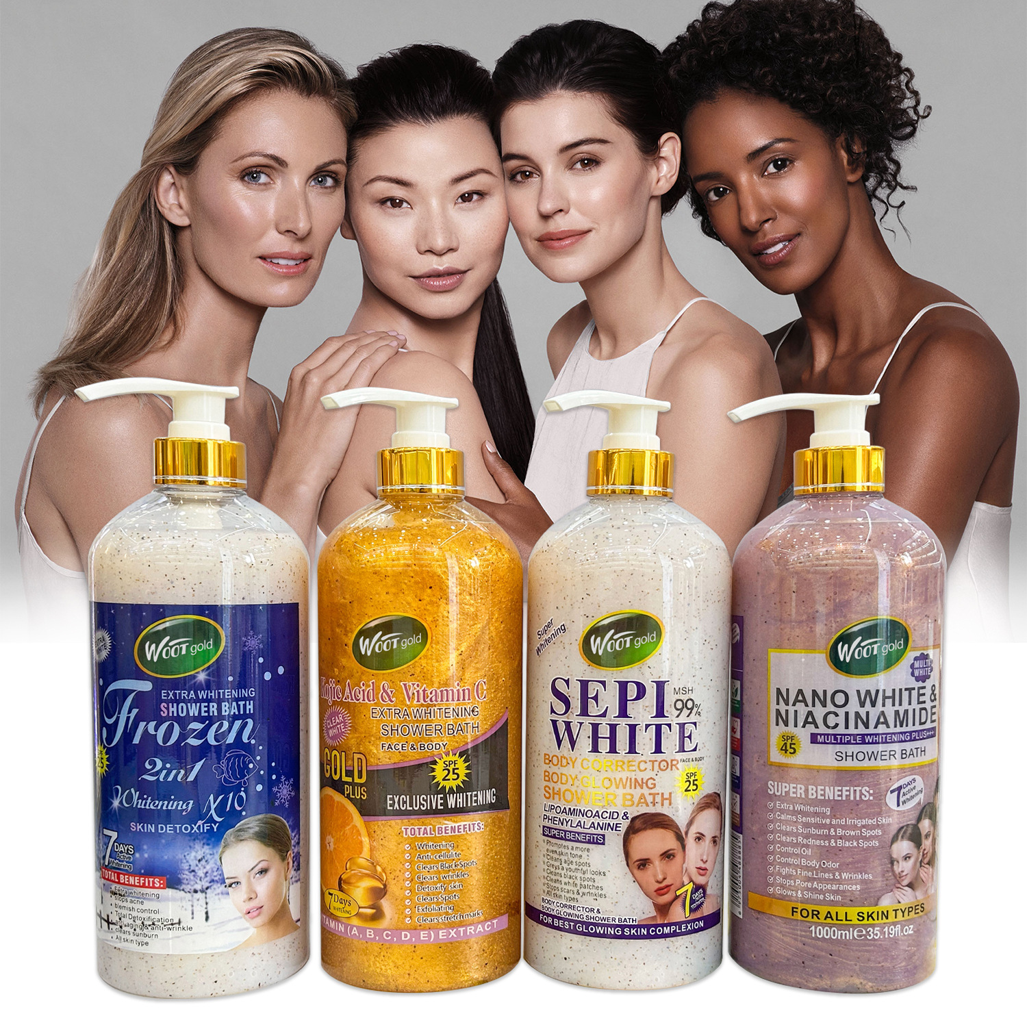 غسول الجسم مقشر حلوى الحليب عبر الحدود، غسول الجسم لتنظيف القهوة، غسول الجسم بالكركم المرطب والتفتيح، جل الاستحمام 1000 مل